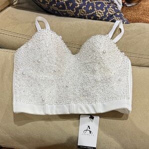 White Beaded Women's Bralette Size 4